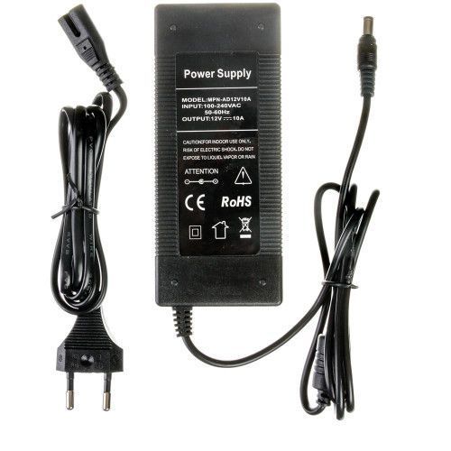 Фото Led блок питания 12V 10А 120Вт со штекером и кабелем питания 1013368,