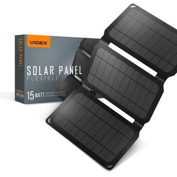 Фото Портативний зарядний пристрій сонячна панель VIDEX VSO-F515UU 15W, 2x USB 27368,