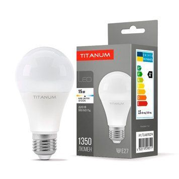 Фото LED лампа TITANUM A65 15W E27 4100K 25381,