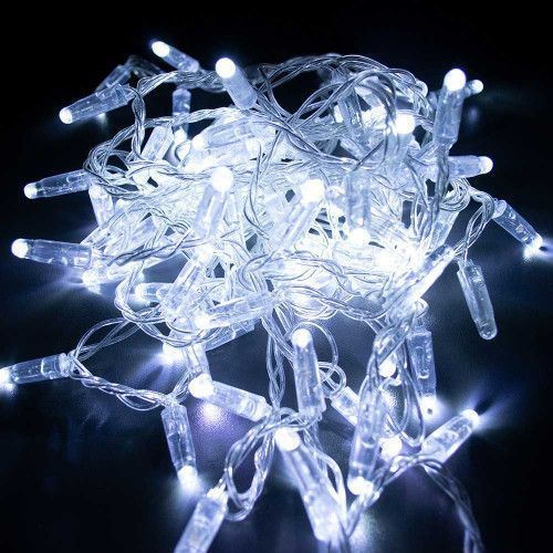Фото Гирлянда уличная STARLIGHT линейная белый Flash 100LED IP44 прозрачный 5м 57272,