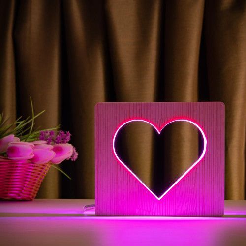 Фото Светильник ночник ArtEco Light с дерева LED "Сердце" с пультом и регулировкой цвета, RGB 1021454,