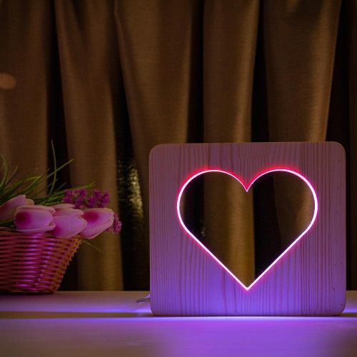 Фото Светильник ночник ArtEco Light с дерева LED "Сердце" с пультом и регулировкой цвета, двойной RGB 1021455,