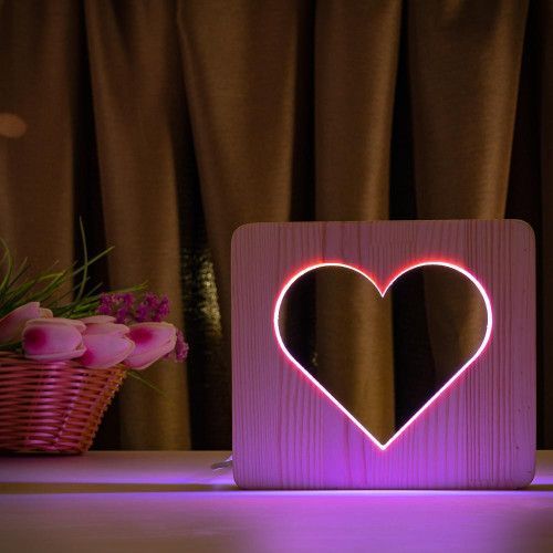 Фото Светильник ночник ArtEco Light с дерева LED "Сердце" с пультом и регулировкой цвета, двойной RGB 1021455,