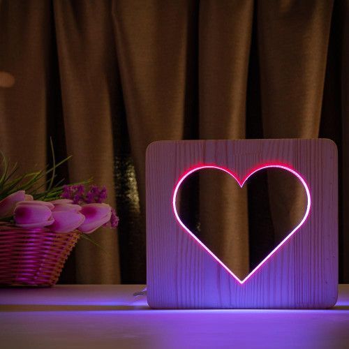 Фото Светильник ночник ArtEco Light с дерева LED "Сердце" с пультом и регулировкой цвета, двойной RGB 1021455,