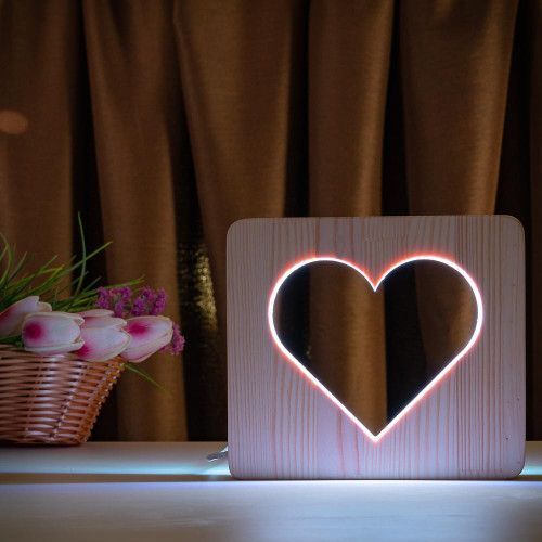 Фото Светильник ночник ArtEco Light с дерева LED "Сердце" с пультом и регулировкой цвета, двойной RGB 1021455,