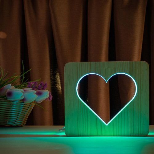 Фото Светильник ночник ArtEco Light с дерева LED "Сердце" с пультом и регулировкой цвета, двойной RGB 1021455,