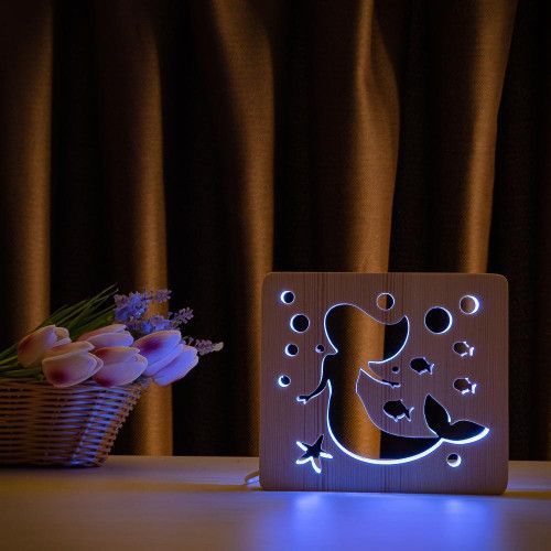 Фото Светильник ночник ArtEco Light с дерева LED "Русалочка" с пультом и регулировкой цвета, RGB 1020439,