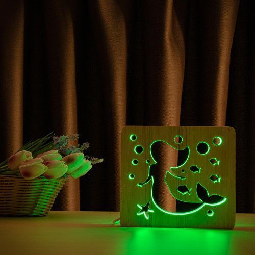Фото Светильник ночник ArtEco Light с дерева LED "Русалочка" с пультом и регулировкой цвета, RGB 1020439,