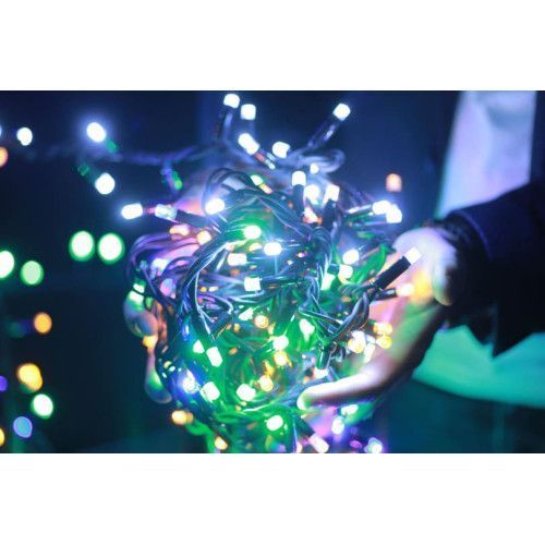 Фото Гірлянда вулична LUMION нитка &laquo;String light&raquo; Flicker 100LED 230V IP44 чорний / Multi Color (RGB) 10м 20506-DЕ,