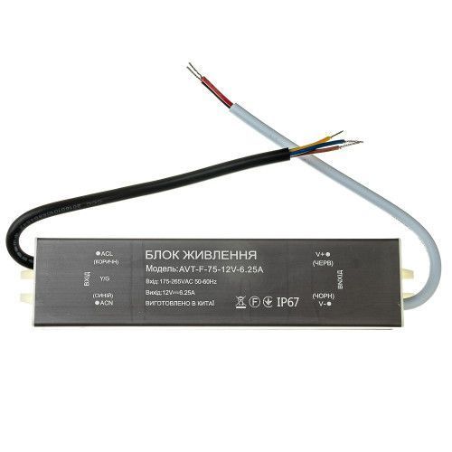 Фото Led блок питания 12V (герметичный) 6,25А 75Вт AVT 1019883,