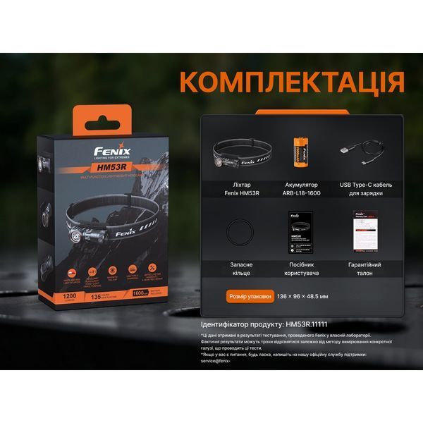 Фото Ліхтар налобний Fenix HM53R, чорний HM53R,