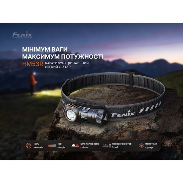 Фото Ліхтар налобний Fenix HM53R, чорний HM53R,