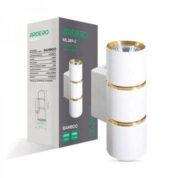 Фото Накладний настінний світильник Ardero ML389-2 BAMBOO GU10 білий+золото 80253,