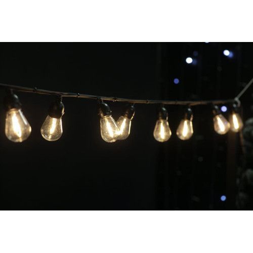 Фото Светодиодная ретро-гирлянда лампочки Lumion Filament Bulb String 10 ламп S14 черный/белый теплый 2м 10060-NN,