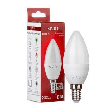 Фото LED лампа Е14 С37 10W нейтральна біла 4100К SIVIO 1012790,