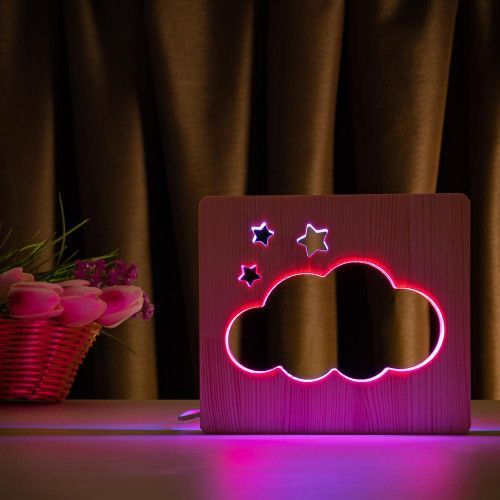Фото Светильник ночник ArtEco Light с дерева LED "Облако" с пультом и регулировкой цвета, двойной RGB 1021461,