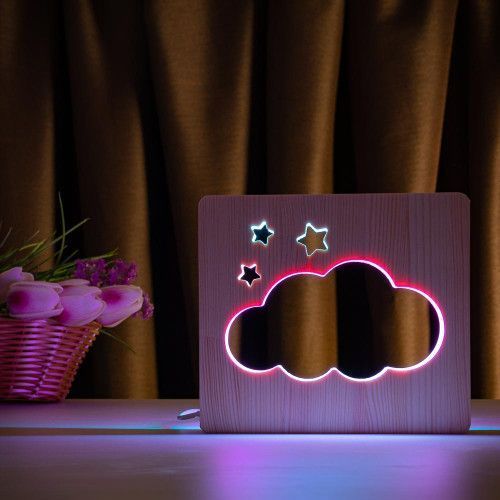 Фото Светильник ночник ArtEco Light с дерева LED "Облако" с пультом и регулировкой цвета, двойной RGB 1021461,
