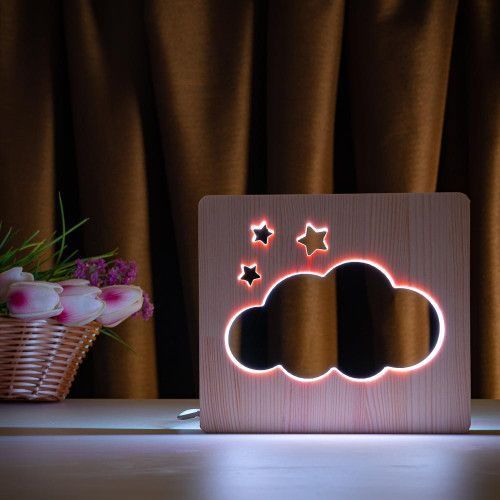 Фото Светильник ночник ArtEco Light с дерева LED "Облако" с пультом и регулировкой цвета, двойной RGB 1021461,