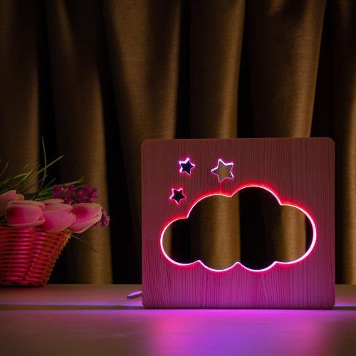 Фото Светильник ночник ArtEco Light с дерева LED "Облако" с пультом и регулировкой цвета, двойной RGB 1021461,