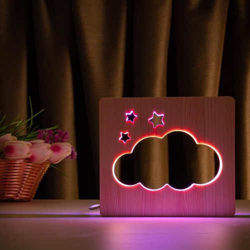 Фото Светильник ночник ArtEco Light с дерева LED "Облако" с пультом и регулировкой цвета, двойной RGB 1021461,