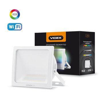Фото LED Смарт прожектор VIDEX 10W RGB Wi-fi 3000-6500 Білий 25537,