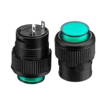 Фото Нажимная Кнопка зеленая LED 16мм 3А 250В без фиксации ON-(OFF) R16-503AD SPST 2pin Daier 220В 1014211,