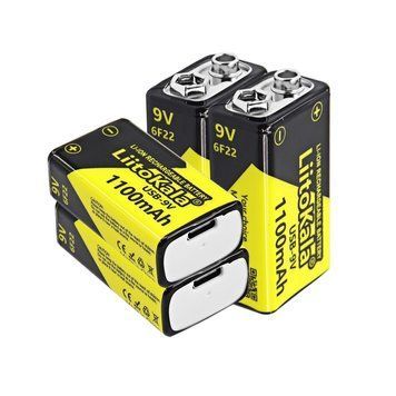 Фото Набір акумуляторів з 4 шт LiitoKala Lii-USB-9V + USB Type-C кабель зарядки Lii-USB-9V4in1,