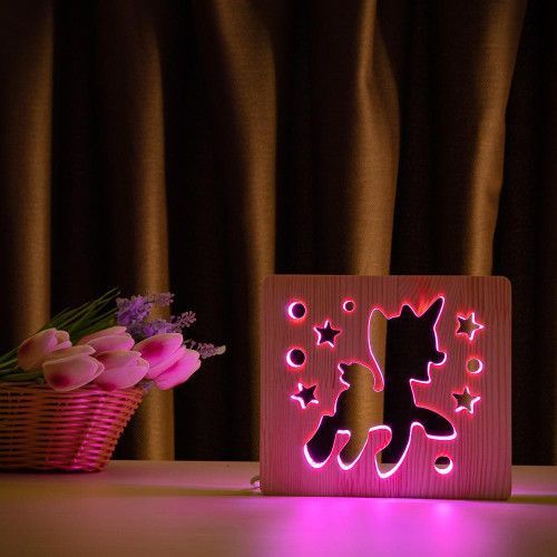 Фото Светильник ночник ArtEco Light с дерева LED "Пони-единорог" с пультом и регулировкой цвета, RGB 1020391,