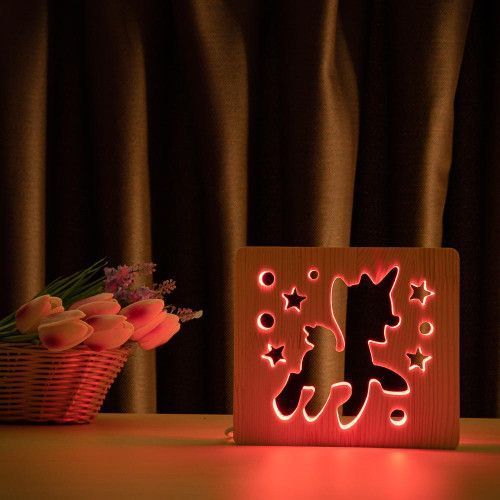 Фото Светильник ночник ArtEco Light с дерева LED "Пони-единорог" с пультом и регулировкой цвета, RGB 1020391,