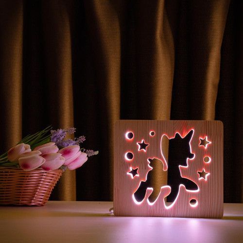 Фото Светильник ночник ArtEco Light с дерева LED "Пони-единорог" с пультом и регулировкой цвета, RGB 1020391,