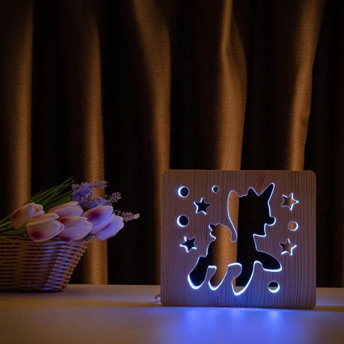 Фото Светильник ночник ArtEco Light с дерева LED "Пони-единорог" с пультом и регулировкой цвета, RGB 1020391,