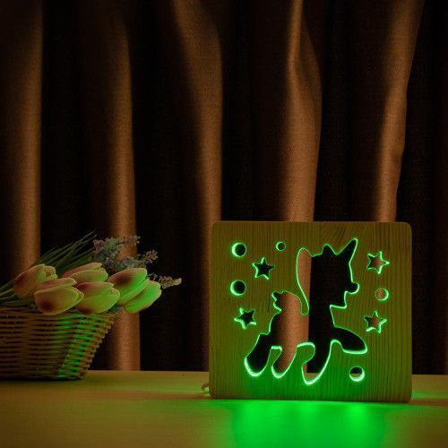 Фото Светильник ночник ArtEco Light с дерева LED "Пони-единорог" с пультом и регулировкой цвета, RGB 1020391,