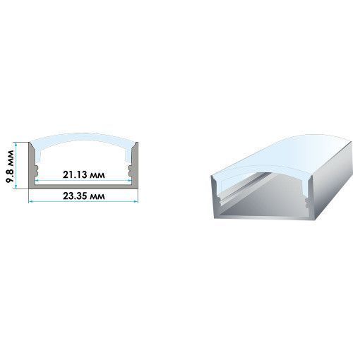 Фото LED профиль накладной ЛП-10 (23х10мм) 2м с полуматовым рассеивателем в комплекте 1017977,