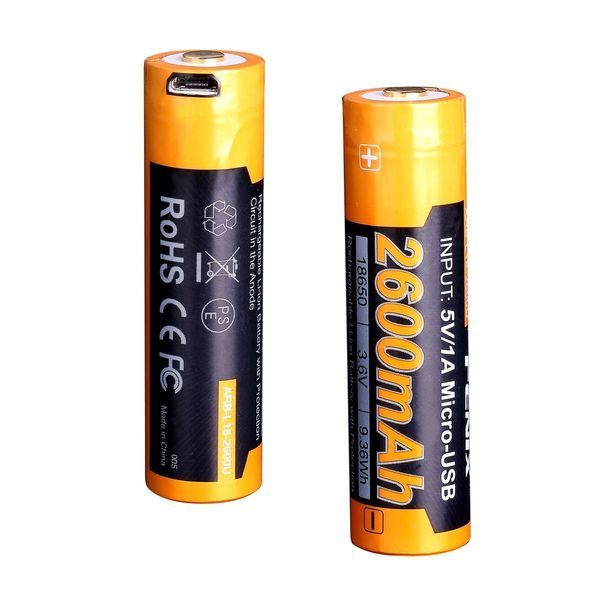 Фото Акумулятор 18650 Fenix (2600 mAh) micro usb зарядка ARB-L18-2600U,
