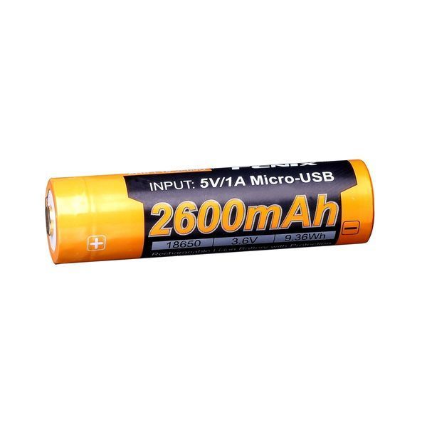 Фото Акумулятор 18650 Fenix (2600 mAh) micro usb зарядка ARB-L18-2600U,