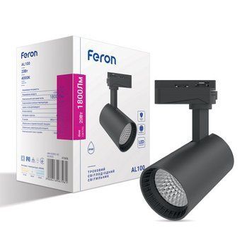 Фото Трековий світильник Feron AL100 20W чорний 41606,
