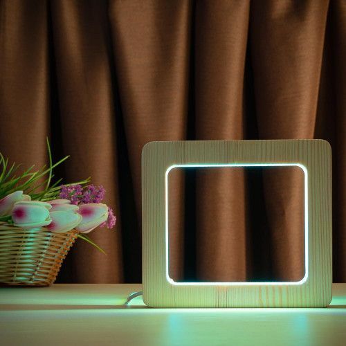 Фото Светильник ночника ArtEco Light с дерева LED "Квадрат" с пультом и регулировкой цвета, двойной RGB 1021449,