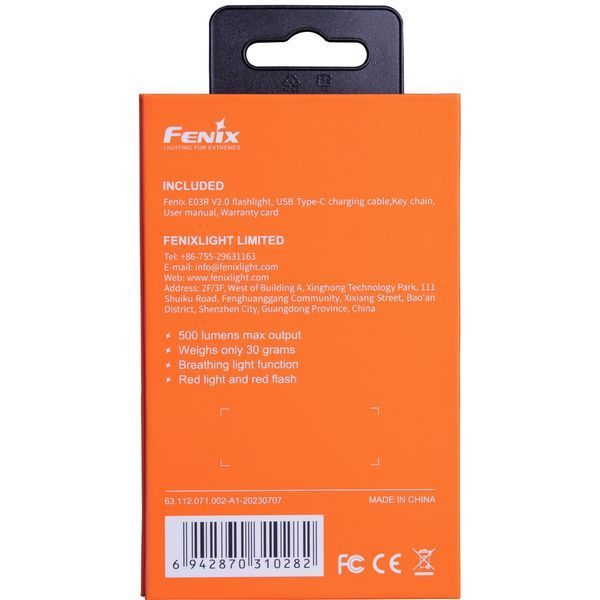 Фото Фонарь наключительный Fenix E03R V2.0, красный E03RV20RED,