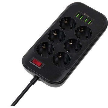 Фото Мережевий фільтр живлення ColorWay CW-CHE64B, 6 розеток/4USB Black (CW-CHE64B) U0382707,