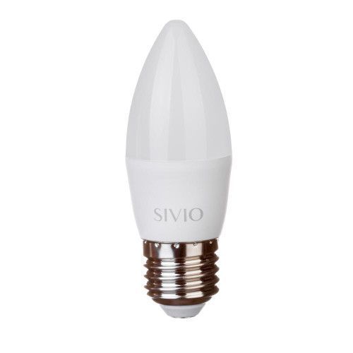 Фото LED лампа Е27 C37 8W нейтральная белая 4100К SIVIO 1018554,
