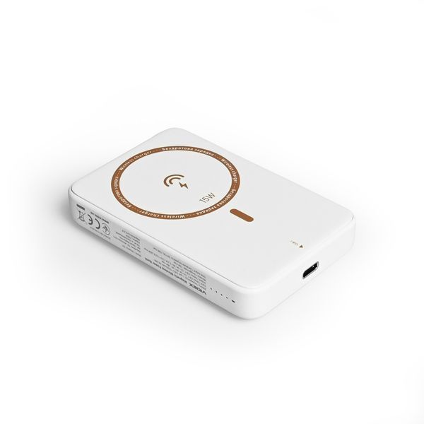 Фото Повербанк з бездротовою зарядкою 10000mAh VIDEX VPB-331 PD20W White 28294,