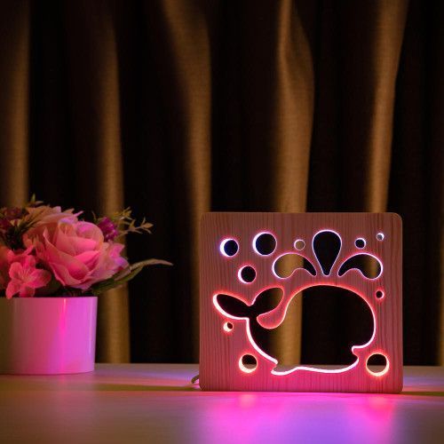 Фото Светильник ночник ArtEco Light с дерева LED "Кит" с пультом и регулировкой цвета, двойной RGB 1020436,