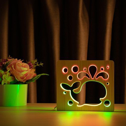 Фото Светильник ночник ArtEco Light с дерева LED "Кит" с пультом и регулировкой цвета, двойной RGB 1020436,