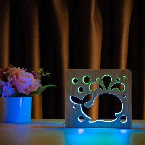 Фото Светильник ночник ArtEco Light с дерева LED "Кит" с пультом и регулировкой цвета, двойной RGB 1020436,