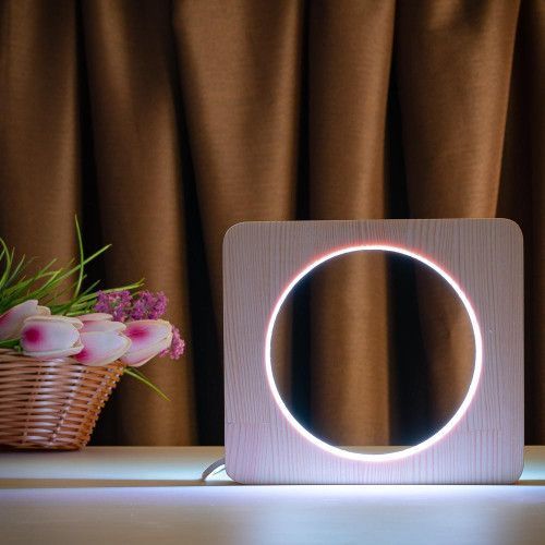 Фото Светильник ночник ArtEco Light с дерева LED "Круг" с пультом и регулировкой цвета, RGB 1021451,