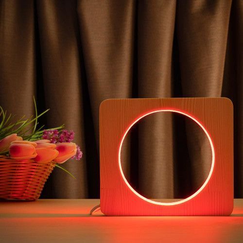 Фото Светильник ночник ArtEco Light с дерева LED "Круг" с пультом и регулировкой цвета, RGB 1021451,