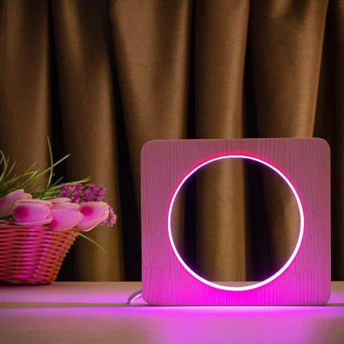 Фото Светильник ночник ArtEco Light с дерева LED "Круг" с пультом и регулировкой цвета, RGB 1021451,