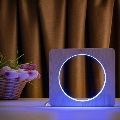 Фото Светильник ночник ArtEco Light с дерева LED "Круг" с пультом и регулировкой цвета, RGB 1021451,