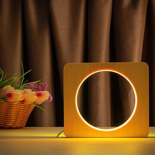 Фото Светильник ночник ArtEco Light с дерева LED "Круг" с пультом и регулировкой цвета, RGB 1021451,