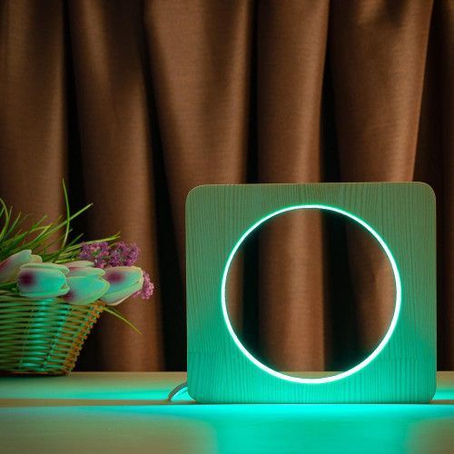 Фото Светильник ночник ArtEco Light с дерева LED "Круг" с пультом и регулировкой цвета, RGB 1021451,
